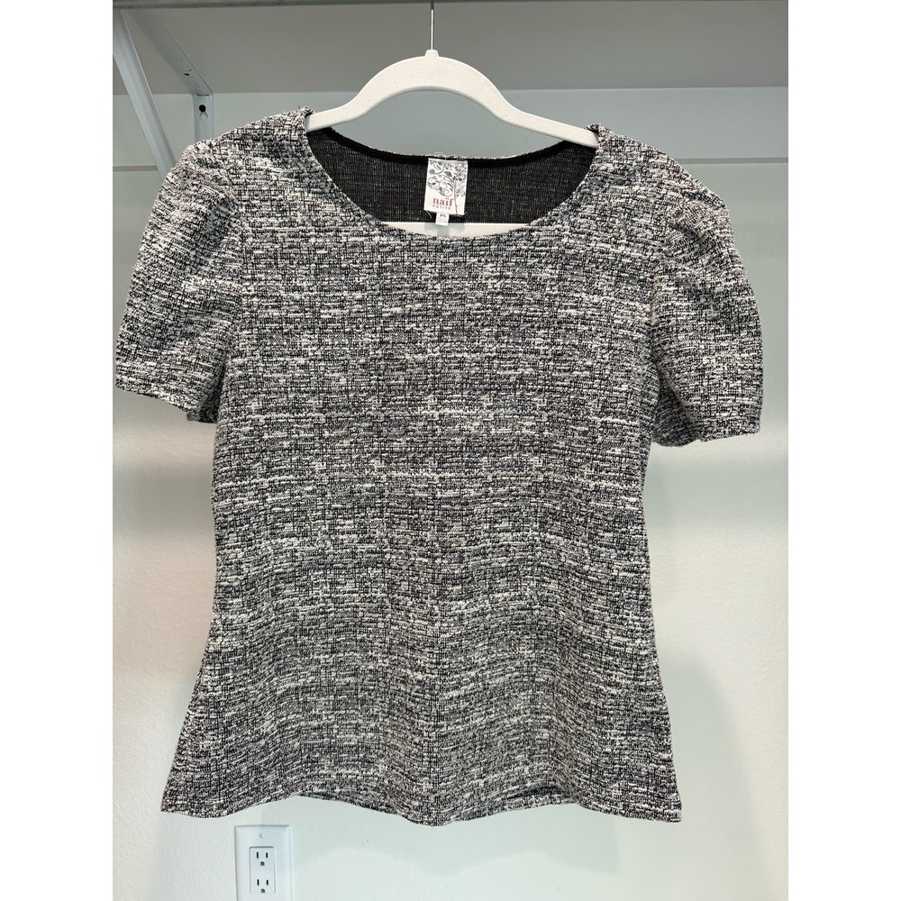 Naif Petite Tweed Dress‎ Shirt Women's SIze Petite Small Black White